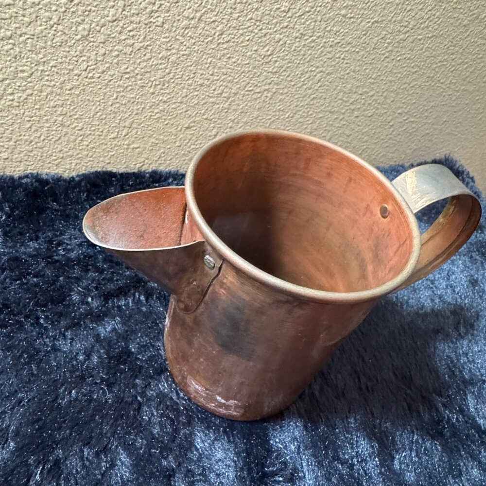 Vintage Copper Pitcher With Handle & Spout
